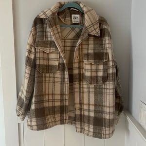 Zara Neutral Plaid Shacket